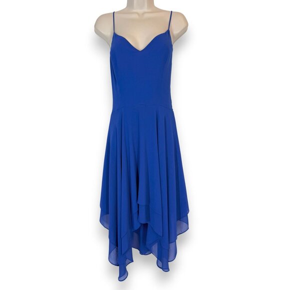Lavender Brown Blue Midi Dress Scarf Flowy Party Cocktail Dressy Medium - Picture 1 of 10